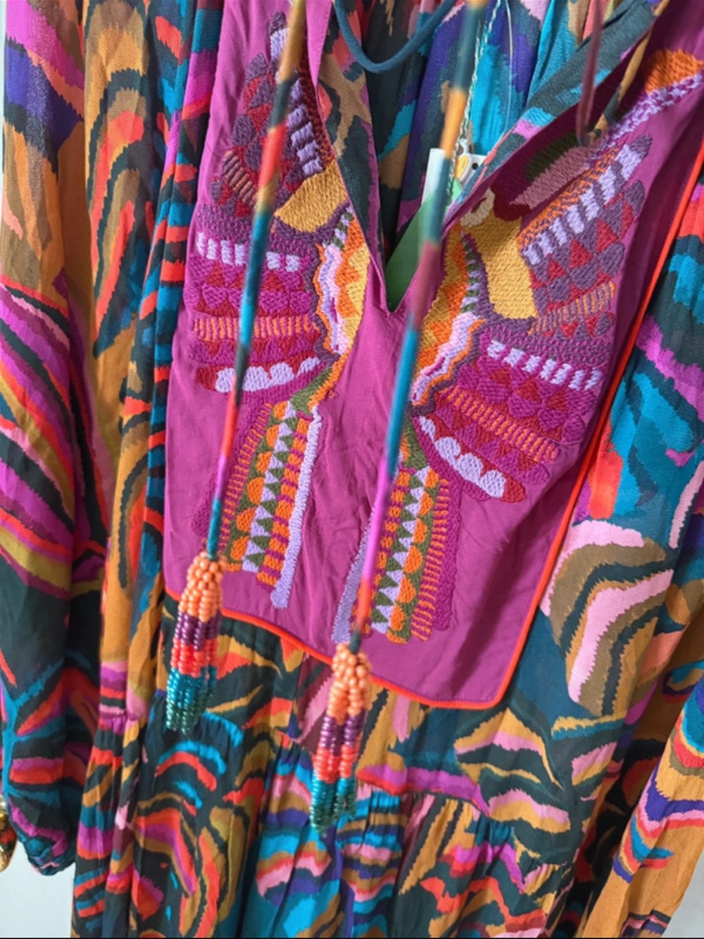 FARM RIO Dynamic Foliage Embroidered Maxi Dress Size XL - Picture 6 of 16
